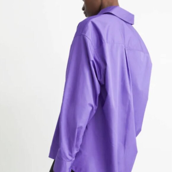 & OTHER STORIES Voluminous Cotton Oversized Button-Up Purple Dress Shirt Size L. - Picture 4 of 10